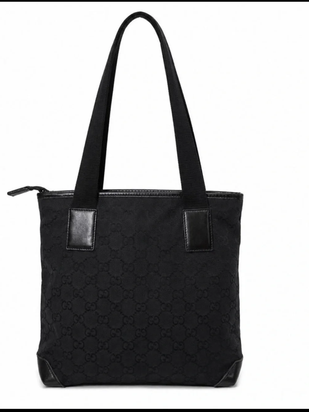 Gucci Black Monogram Canvas Tote with Front Zip Pocket